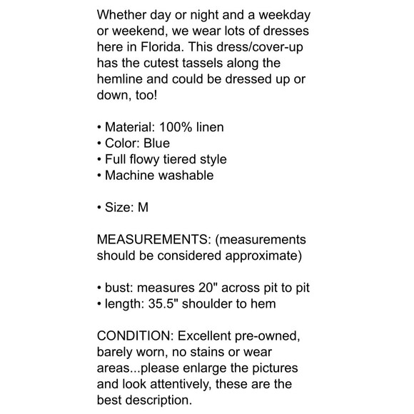 Vineyard Vines Women's Linen Chambray Tiered Tassel Dress Swim Coverup Size M - Picture 15 of 15